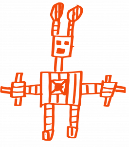 Eine Kinderzeichnung eines Roboters 